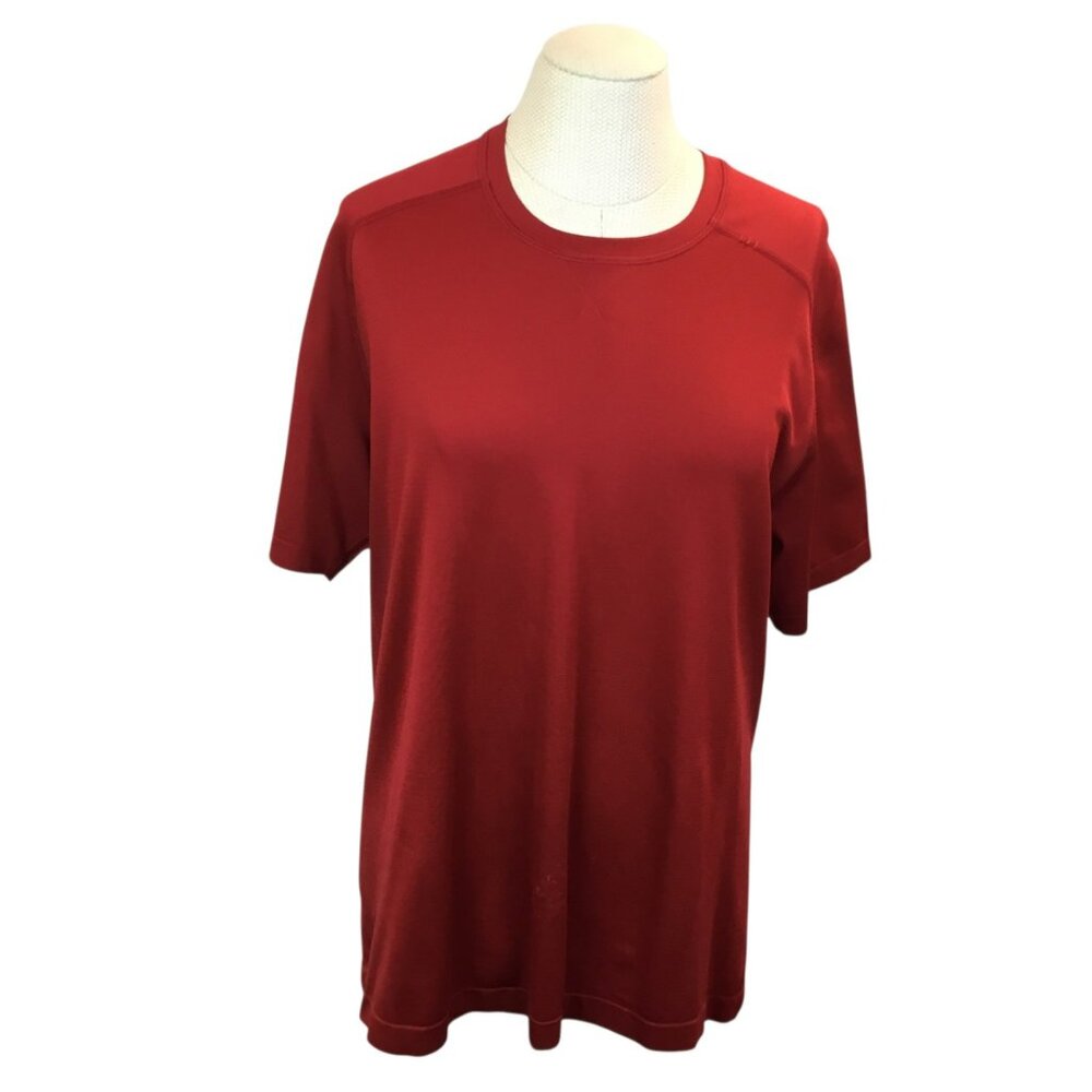 Lululemon Mens Large Red Crew Neck Short Sleeve Athletic T-Shirt Lightweight